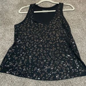 Express tank black leopard sequin